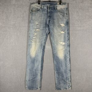 Diesel Darron Men’s Jeans W33 L32 Regular Slim Tapered Distressed Light Wash